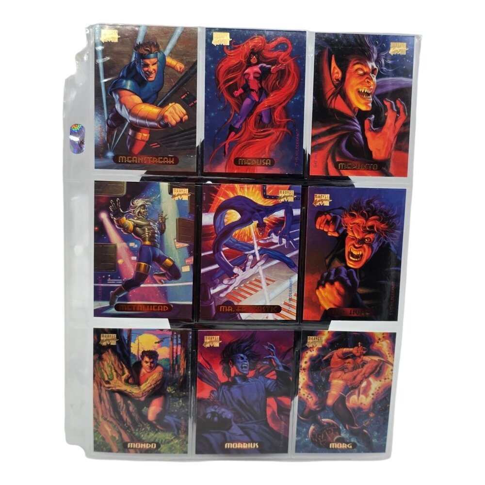Marvel 1994 Masterpieces Complete 9-Card Set Iconic Superheroes & Villains